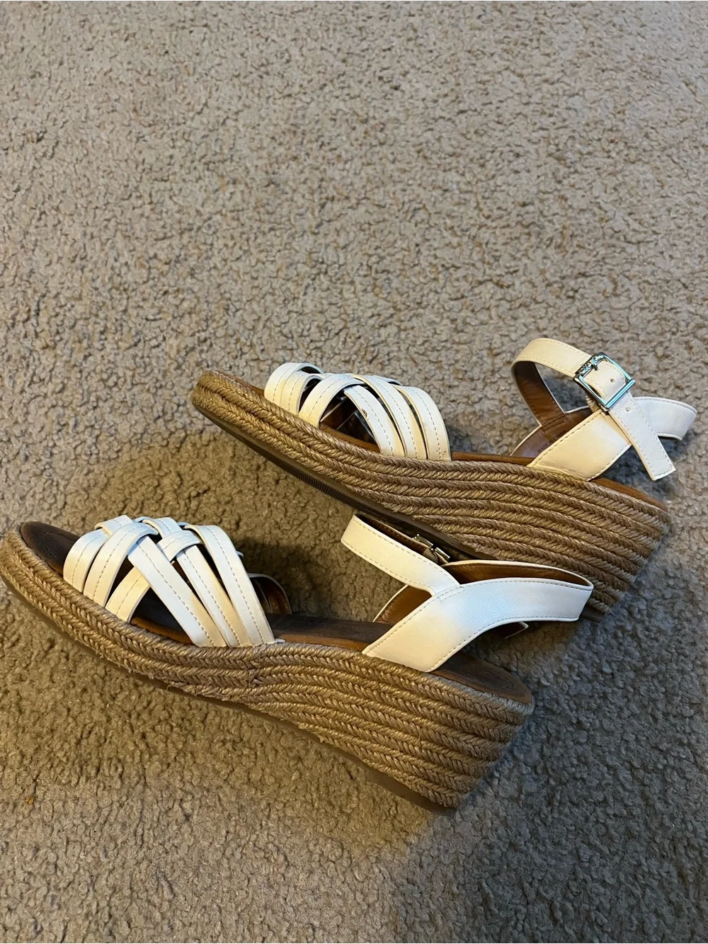 XOXO White Braided Espadrille Ankle Strap Sandals